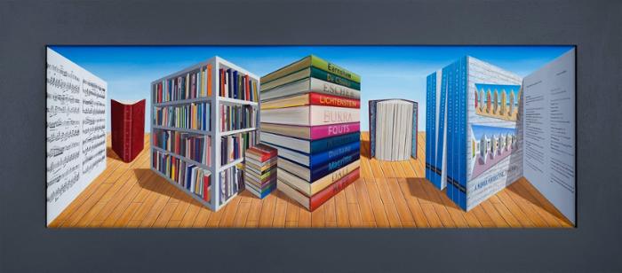 Patrick Hughes, The Writing on the Wall, 2021