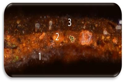 Estratigrafía con resinato de cobre en la capa pictórica