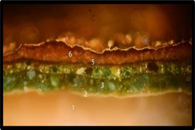 Micro-muestra tomada de una pintura del siglo XVI