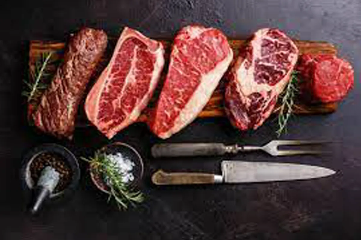 Pieces of meat on a stone