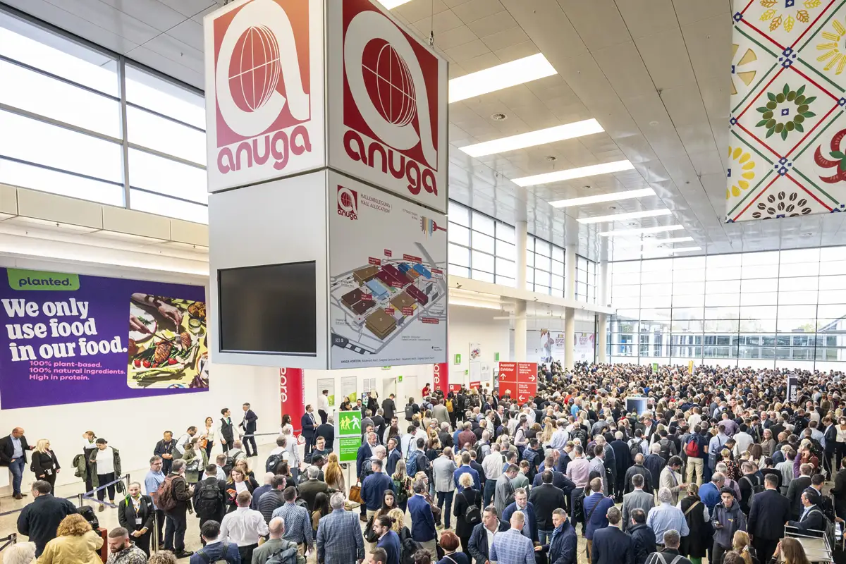 Aerial view with people at Anuga