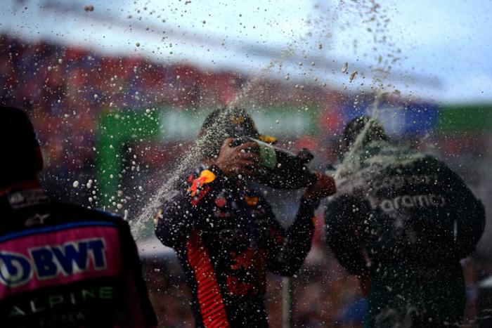 aspecto parcial de celebracion piloto en carrera F1