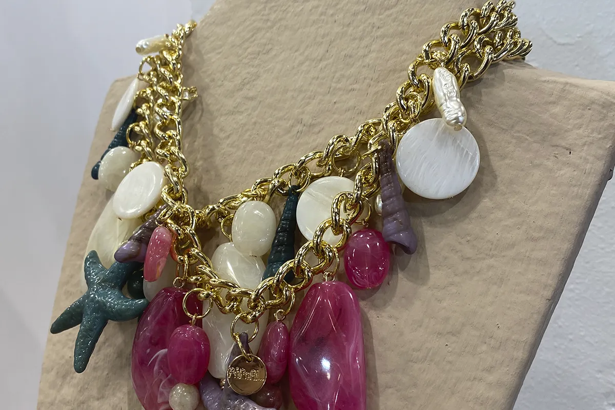 Necklace with two stones in bisutex