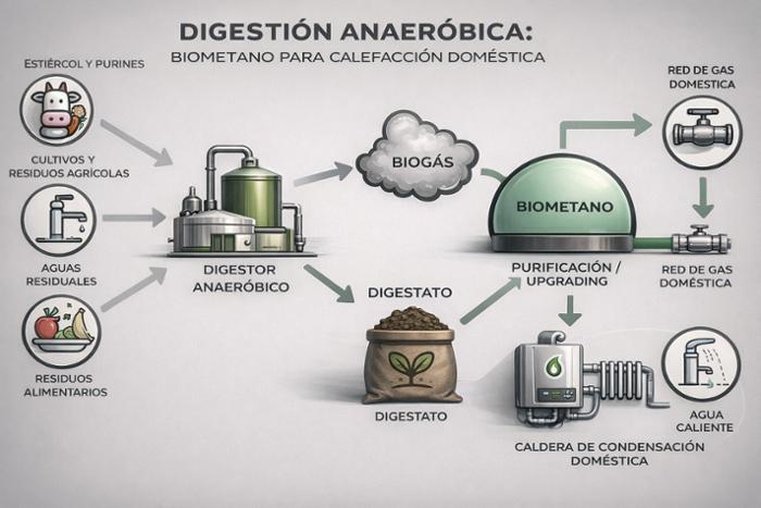 Esquema del proceso del biometano