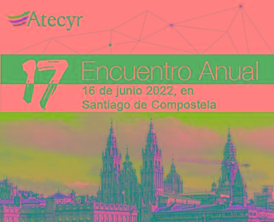 Announcement of the XVII Atecyr Annual Meeting and view of Santiago de Compostela