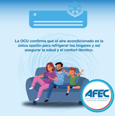 Drawing of a family sitting on a sofa and enjoying the air conditioning.