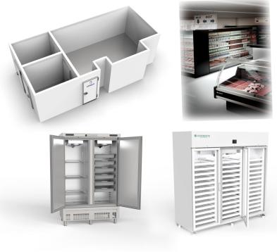 Refrigeration in a supermarket and three other systems in the cold chain