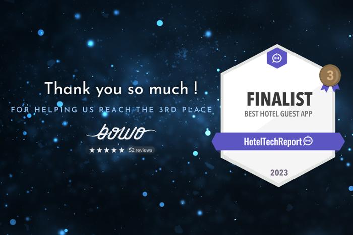 Hotel Tech Awards : Bowo among the Top 3 of the best Hotel Guest Apps in th