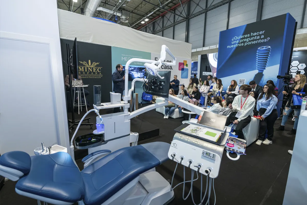 Visitors at an exhibitor's talk.