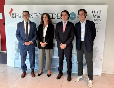 Félix Pérez-Fajardo, director de EXPOMEDES, Arancha Priede, directora general de Negocio Ferial y Congresos de IFEMA MADRID, Pablo Crespo, secretario general de Fenin, y Asier Labarga, director de ferias de Sanidad, Moda y Lifestyle