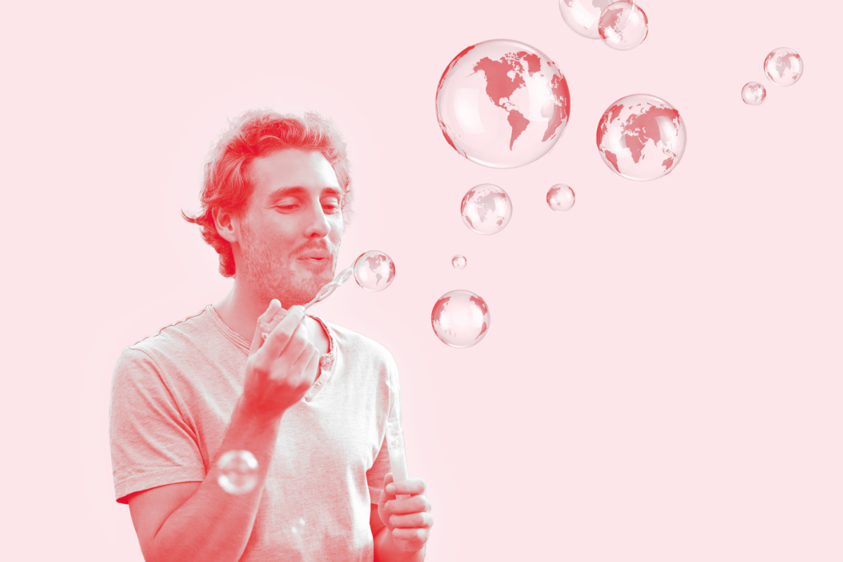 boy throwing bubbles