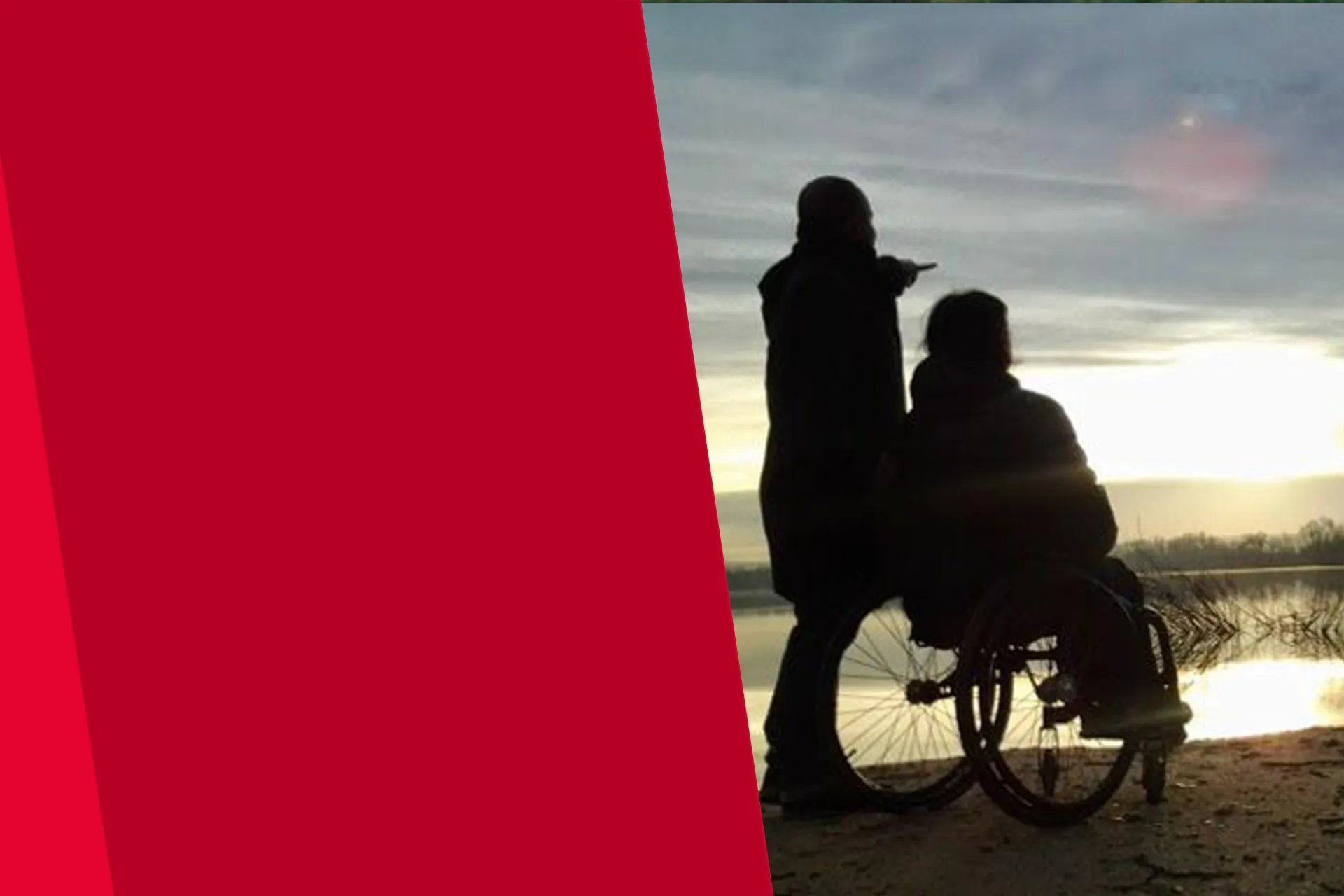Two people and one in a wheelchair, looking at the sky