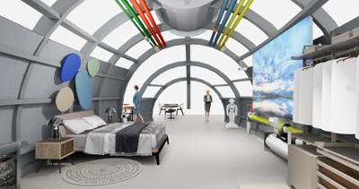Prototipo del hotel del futuro que presenta el espacio techYhotel en FITUR 23