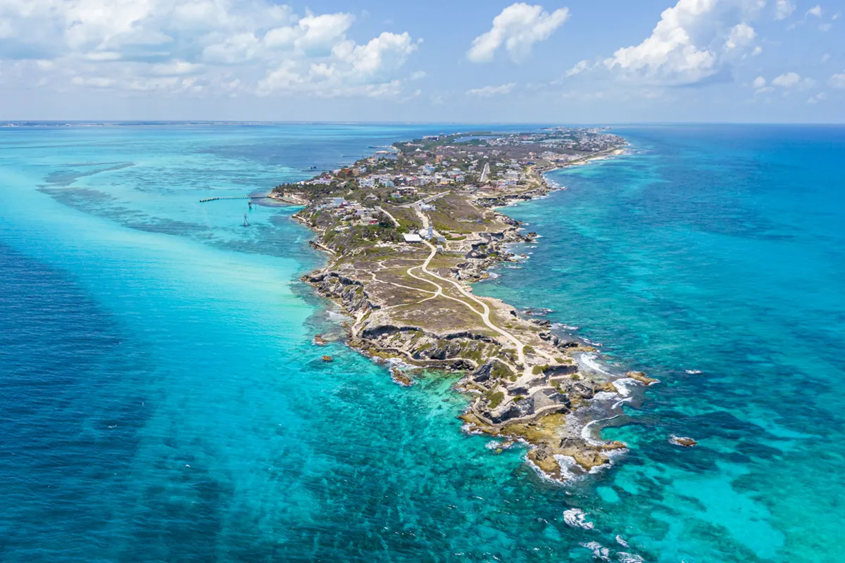 vista aéres de Isla Mujeres, Mejico en Fitur