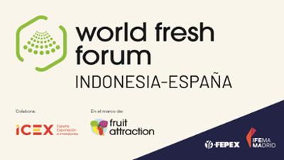 Cartel anunciando el World Fresh Forum Indonesia-España
