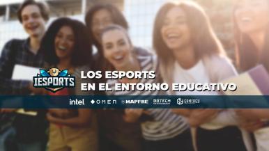Logo de Gamergy anunciando la jornada sobre esports en el entorno de la educación, con fondo de jóvenes