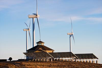 Imagen de una planta solar y fotovoltaica