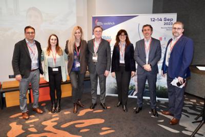 The participants in the presentation at the end of the event.