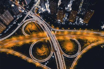 Aerial view of the Castellana Avenue in Madrid