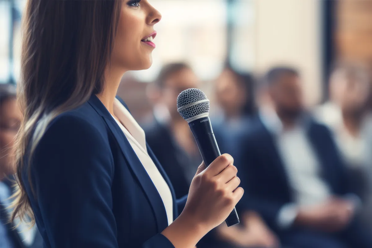 Mujer dando conferencia en Iberzoo Propet