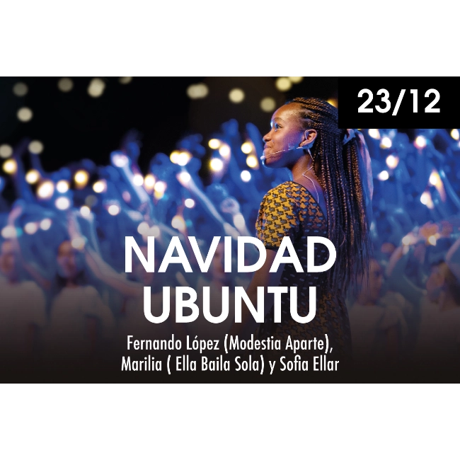 Foto de una chica rodeada de luces azules y blancas