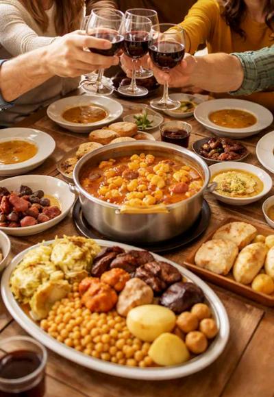 Amigos haciendo la ruta del cocido madrileño