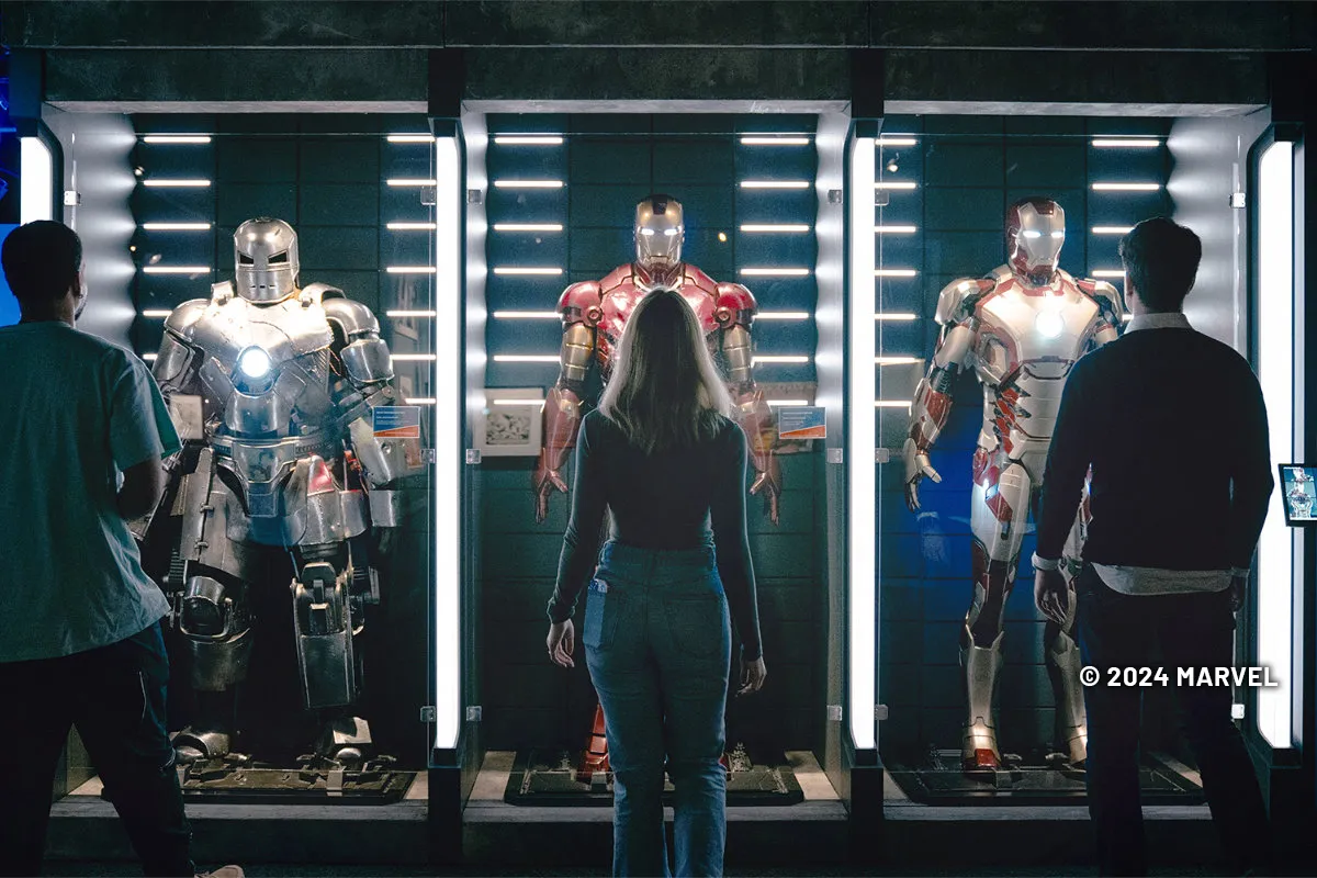 Iron Man armor in the Marvel: Universe of Super Heroes exhibit