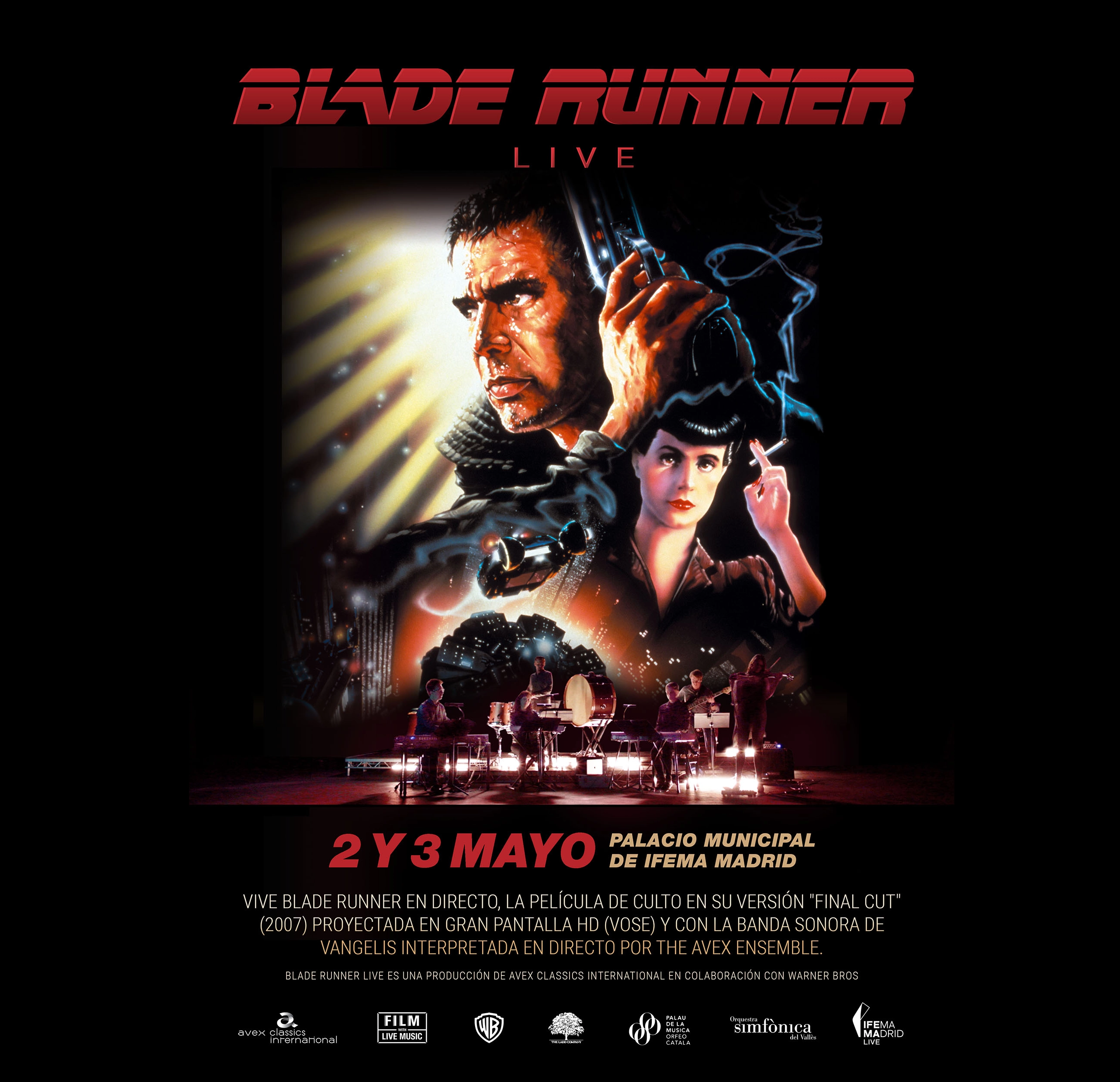 Cartel de Blade Runner Live con el poster de la película