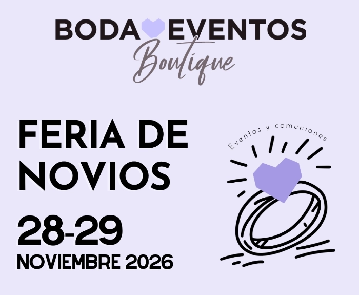 Cartel de bodaeventos con fondo azul y un anillo dibujado