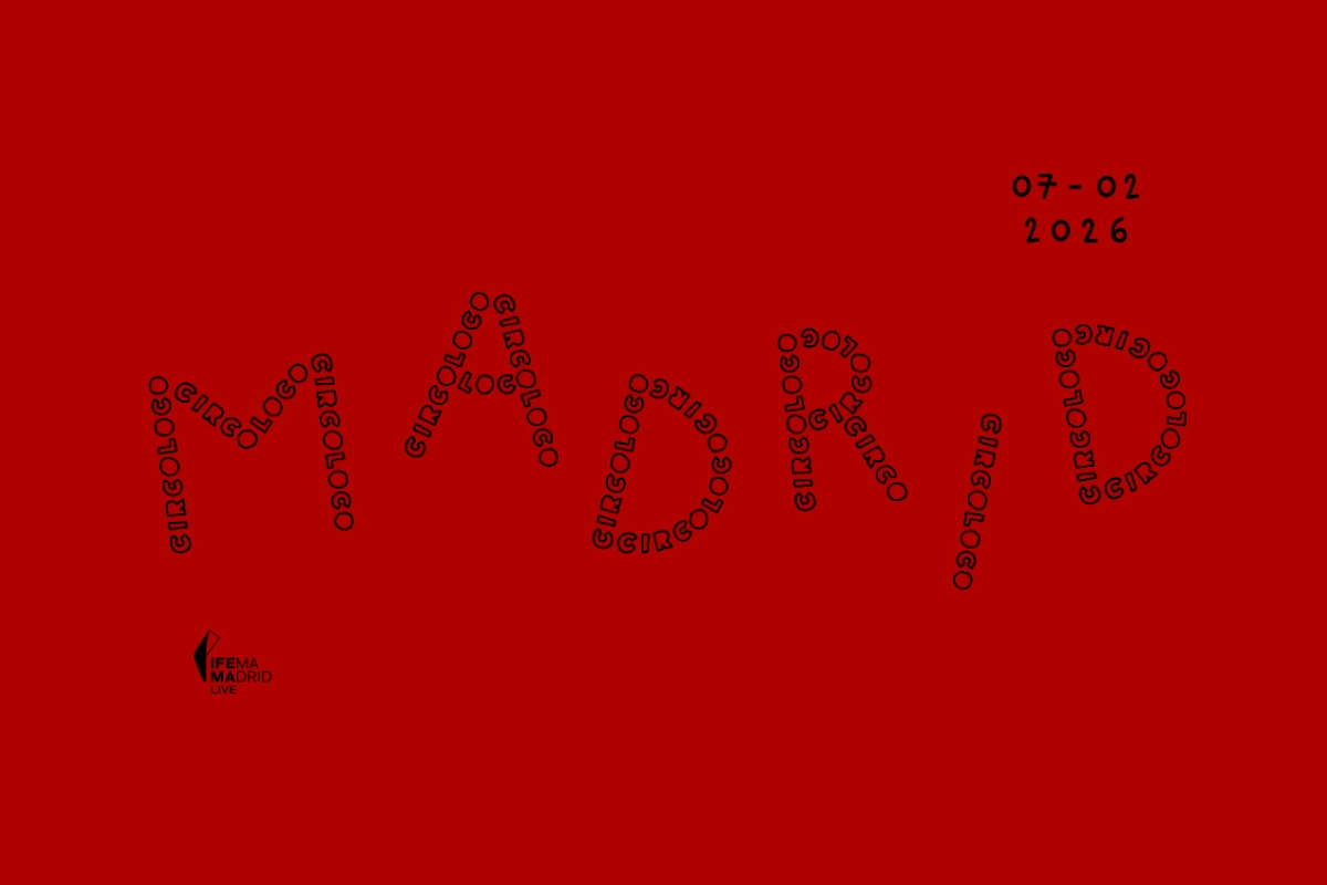 Cartel de Circoloco con letras negras sobre fondo rojo