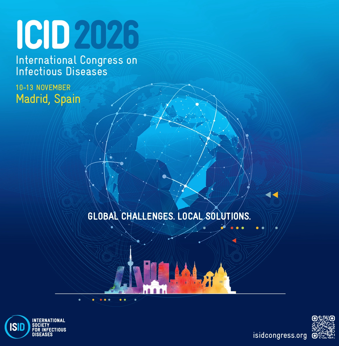 An ICID poster featuring a drawing of the Earth in shades of blue