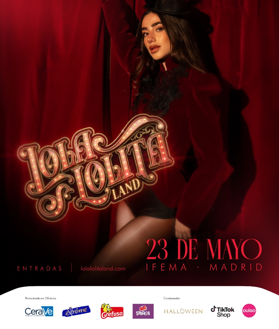 Cartel de Lola Lolita Land con una foto de Lola Lolita posando