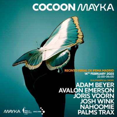 Cartel de mayka de una mariposa sobre un fondo azul