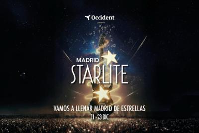 Cartel de Starlite con una guitarra rodeada de estrellas y el logo en el centro