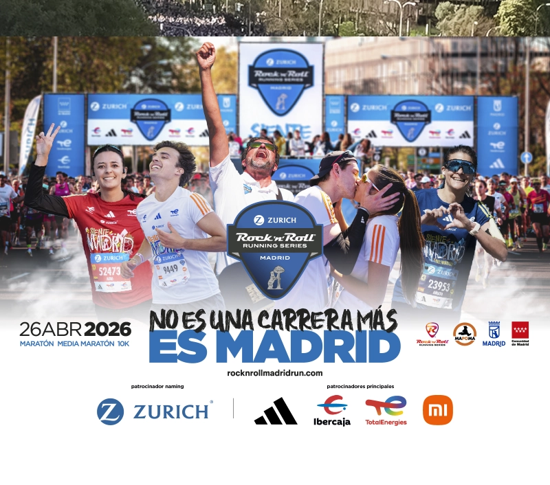 Corredores llegando a la meta prueba de running de la Zurich Rock n Roll Running