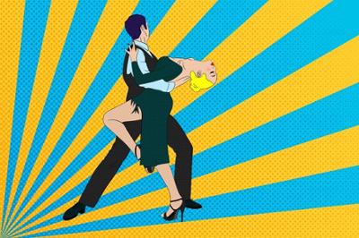 Ilustración estilo Pop Art con colores primarios