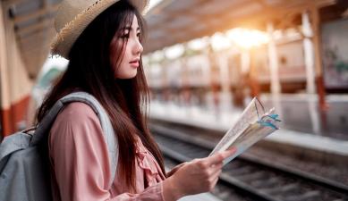 Woman looking at a map