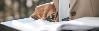 Woman checking documents