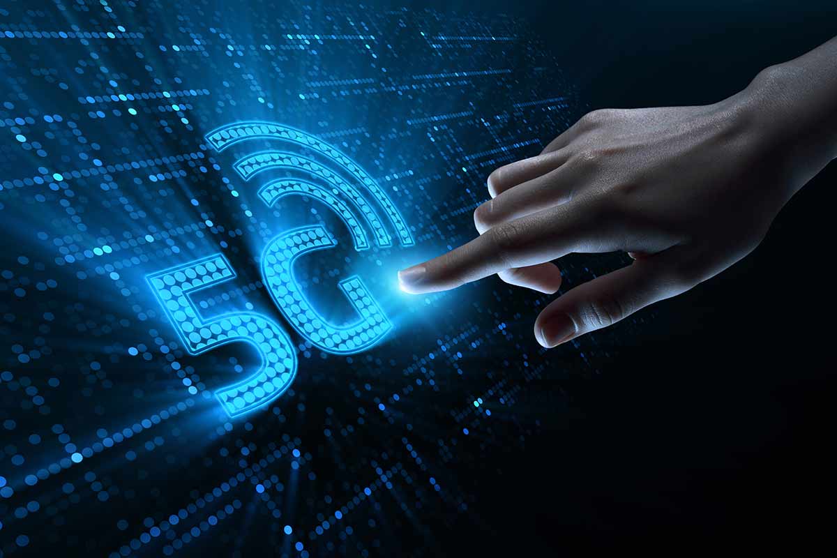 Hand pointing to a 5G button