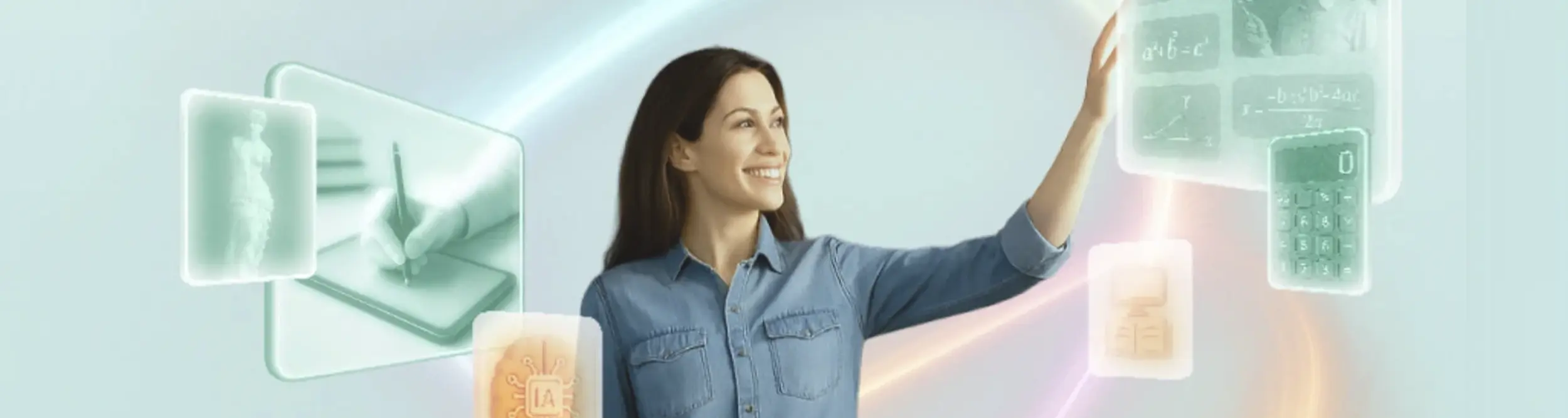 mujer interactuando con la realidad virtual