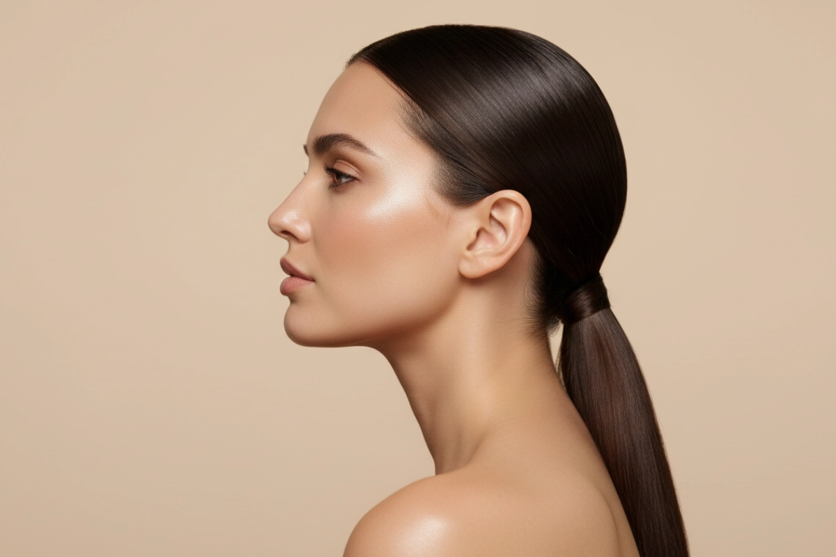 salon look, showing hands giving a facial massage