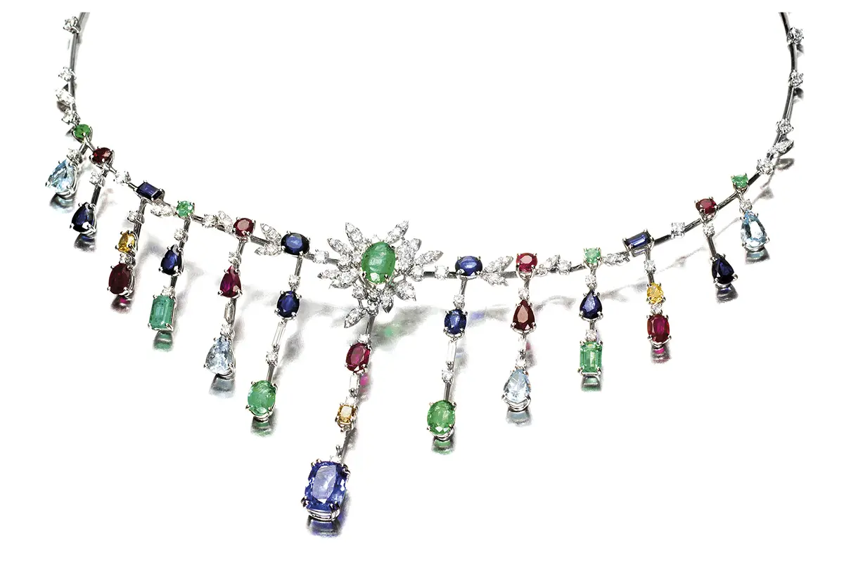 Collar plata con piedras de colores en Madridjoya