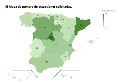 Mapa número de actuaciones solicitadas