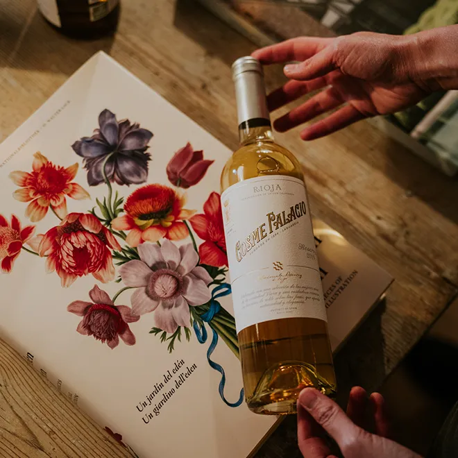 Bottle of wine Cosme Palacio in Cibelespacio at Mercedes-Benz Fashion Week Madrid