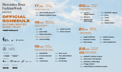 calendario de desfiles MBFWMadrid Marzo 2026