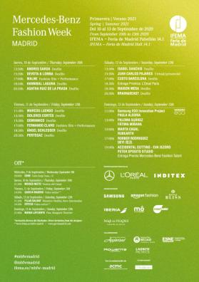 calendario desfiles pasarela MBFWMadrid Septiembre 2020