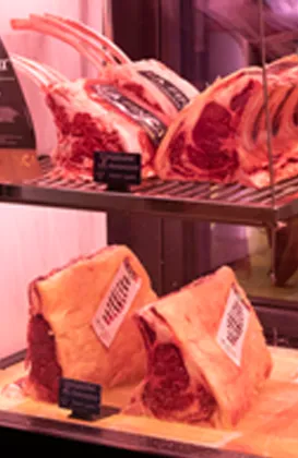 Stand with pieces of meat