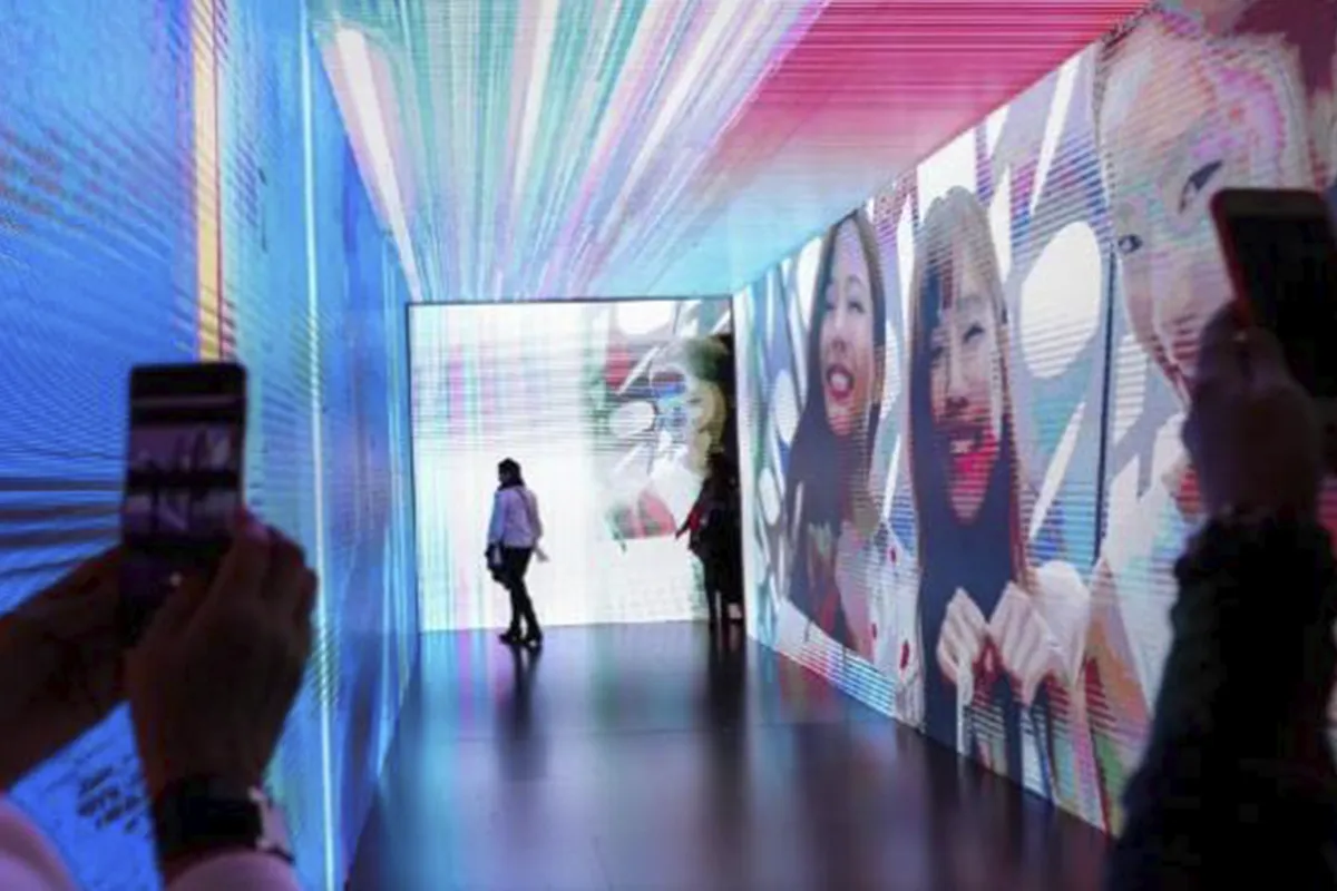 Aisle with digital displays at Meat Attraction