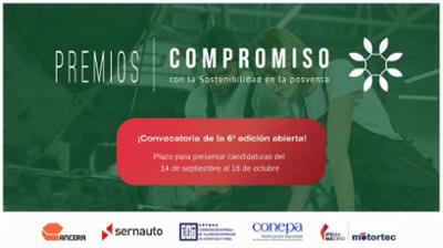 Cartel anunciando los Premios Compromiso con la sostenibilidad en la postventa