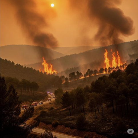 Un incendio forestal.